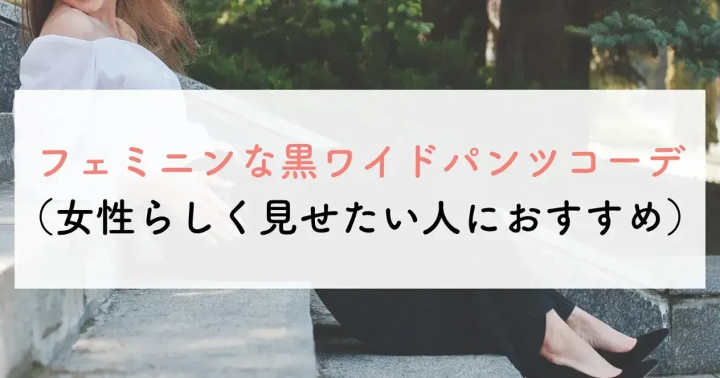 フェミニンな黒ワイドパンツコーデ(女性らしく見せたい人におすすめ)